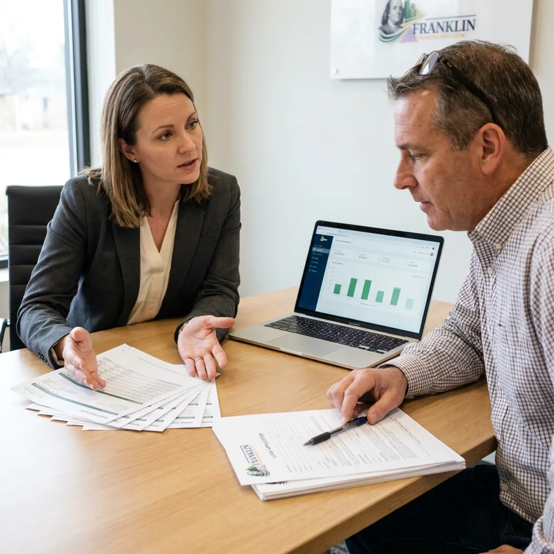 Financing specialist helping a business owner apply
