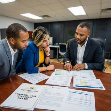 Financial specialist reviewing business loan documents