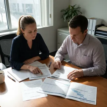 Financing specialist reviewing rehab loan documents