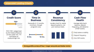 Four qualification pillars lenders use to approve unsecured business loans