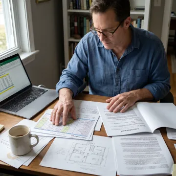 Investor reviewing renovation financing plans