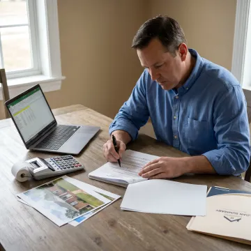 Investor reviewing renovation loan documents