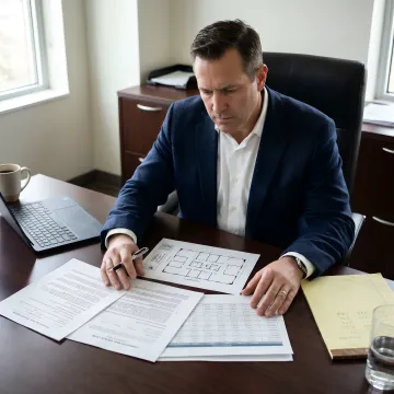 Commercial financing specialist reviewing loan documents
