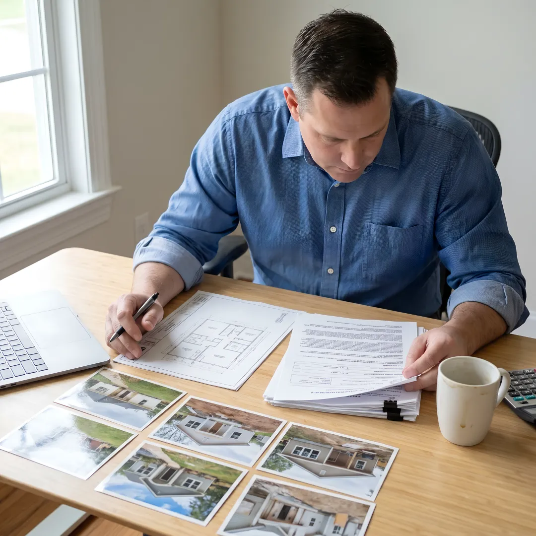 Investor reviewing renovation financing plans