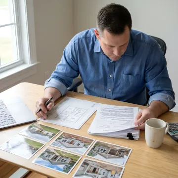 Investor reviewing renovation financing plans