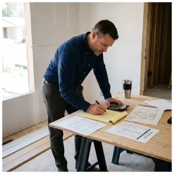 Investor reviewing renovation plans for a flip property