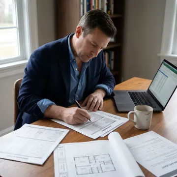 Investor reviewing renovation financing documents
