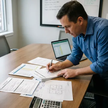 Specialist reviewing property financing documents