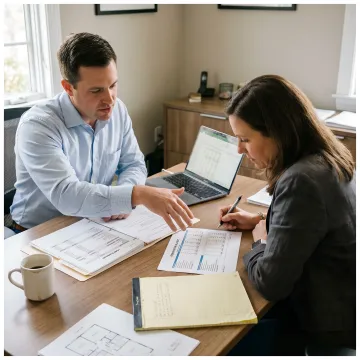 Investor reviewing fix and flip loan documents