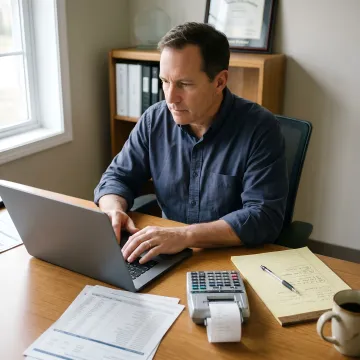 Business owner submitting loan application online