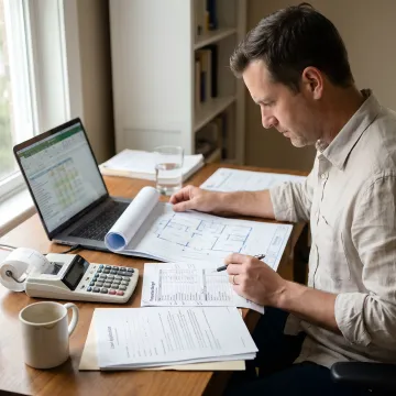 Investor reviewing renovation financing documents
