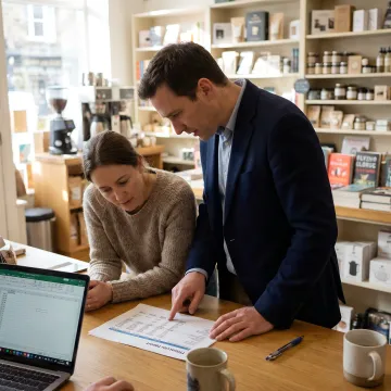 Retail business owner reviewing funding options