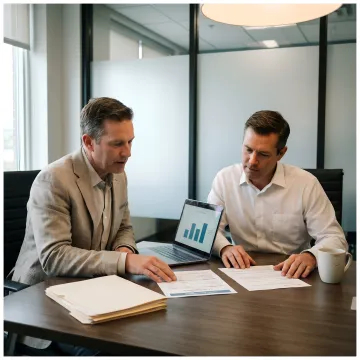 Business owner reviewing loan options