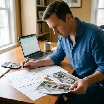 Investor reviewing renovation financing plans