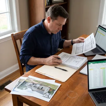 Investor reviewing fix and flip financing documents