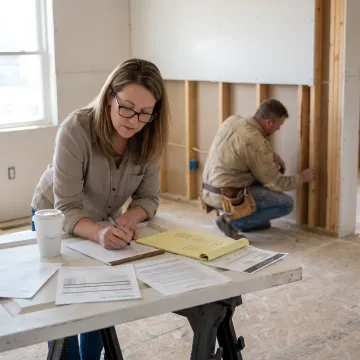 Investor reviewing renovation financing documents