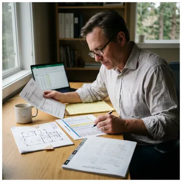 Investor reviewing rehab loan documents