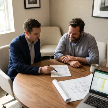 Financing specialist reviewing fix and flip loan paperwork
