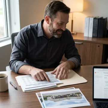 Investor reviewing renovation financing documents