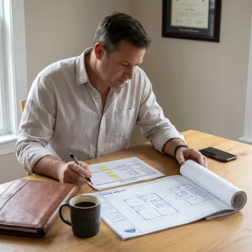 Real estate investor reviewing renovation loan documents