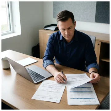Financial specialist reviewing dental practice acquisition documents
