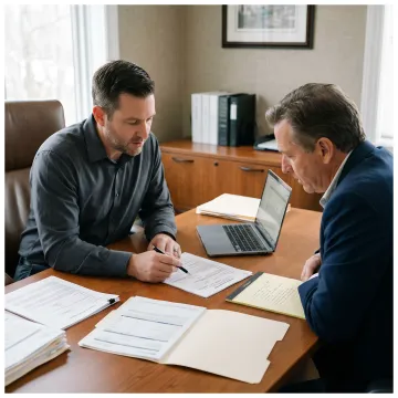 Business owner reviewing term loan documents