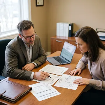 Business owner discussing debt restructuring with advisor