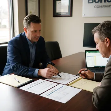 Financial advisor reviewing business debt documents