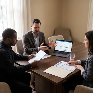 Church leaders reviewing equipment financing options