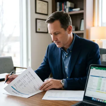 Business owner reviewing funding documents