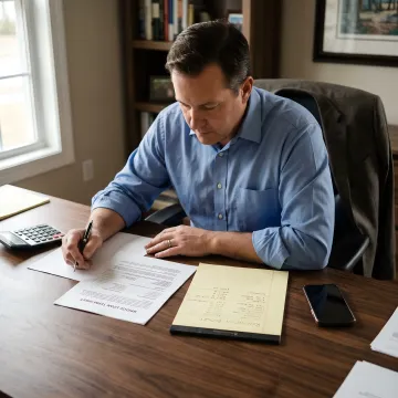 Investor reviewing property financing documents