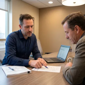 Advisor helping business owner apply for a loan