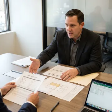 Financial specialist reviewing commercial real estate loan documents