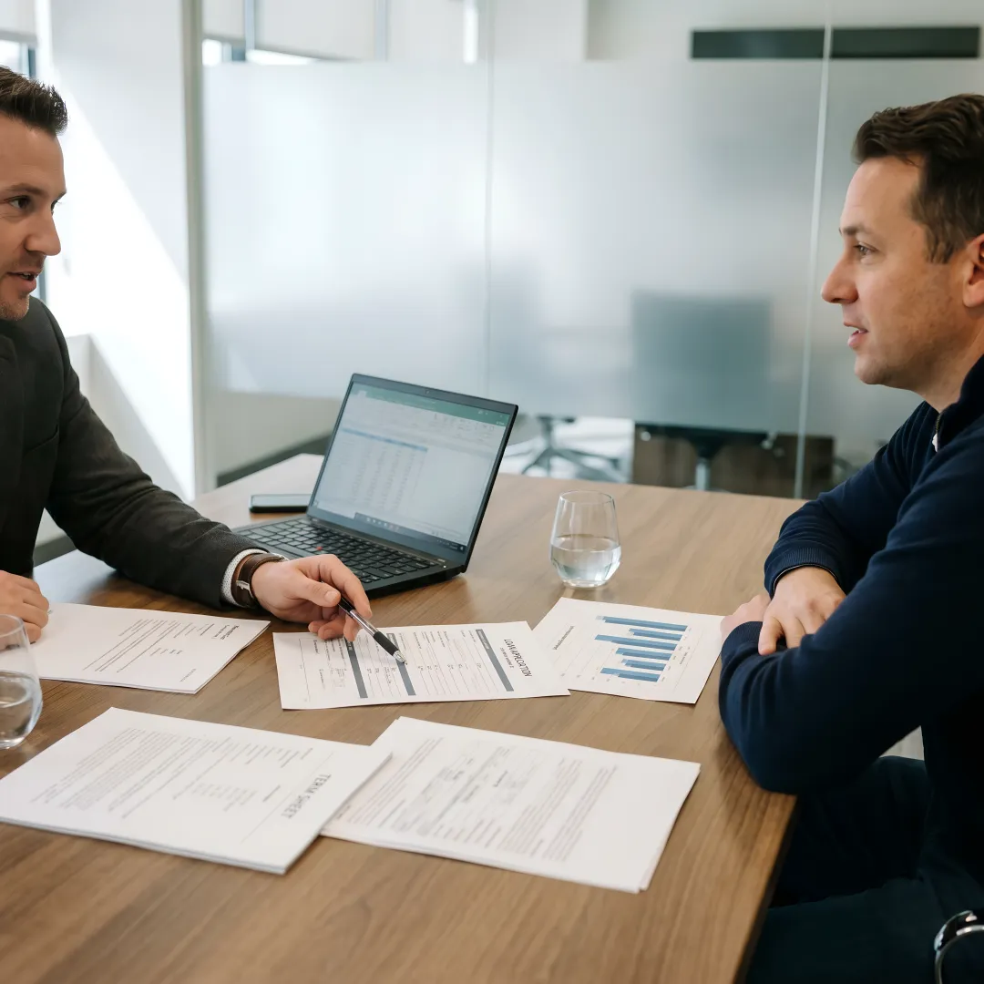 Florida business owner reviewing term loan documents