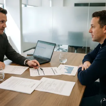 Florida business owner reviewing term loan documents