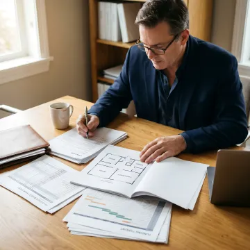 Investor reviewing fix and flip loan documents