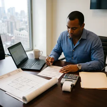 Investor reviewing bridge loan options