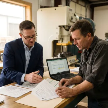 Business owner reviewing equipment financing options