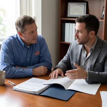 Veteran business owner discussing financing in Texas
