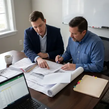 Financial specialist reviewing commercial loan documents