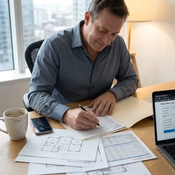 Investor reviewing fix and flip financing documents