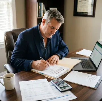 Financial specialist preparing SBA loan application documents