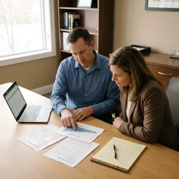 Financial specialist reviewing business loan documents