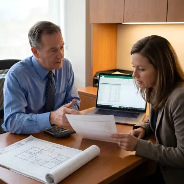 Financial professional reviewing fix and flip loan documents