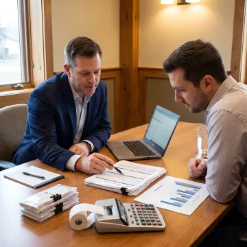Financial professional reviewing SBA loan documents
