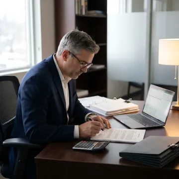 Financial specialist preparing SBA loan documents