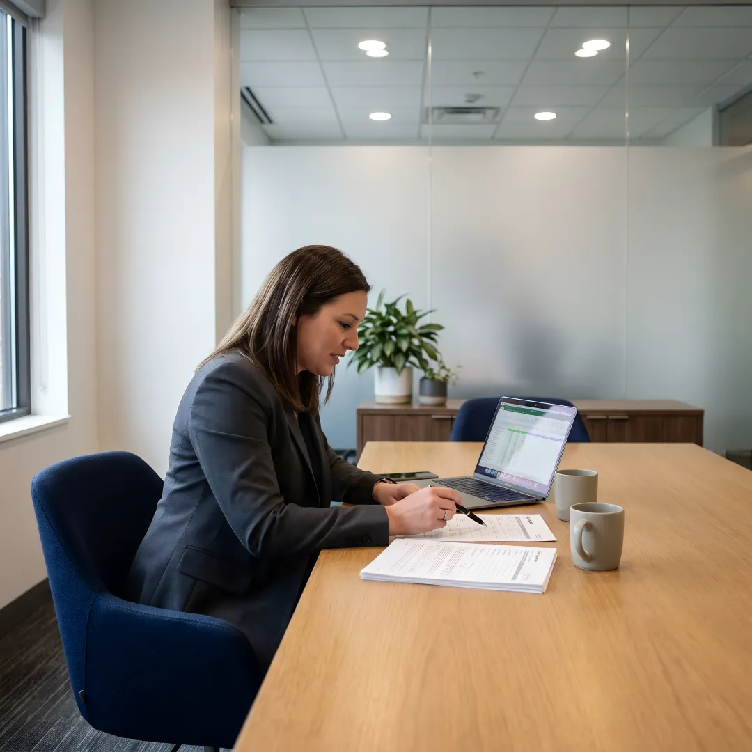 Business owner reviewing SBA loan application documents
