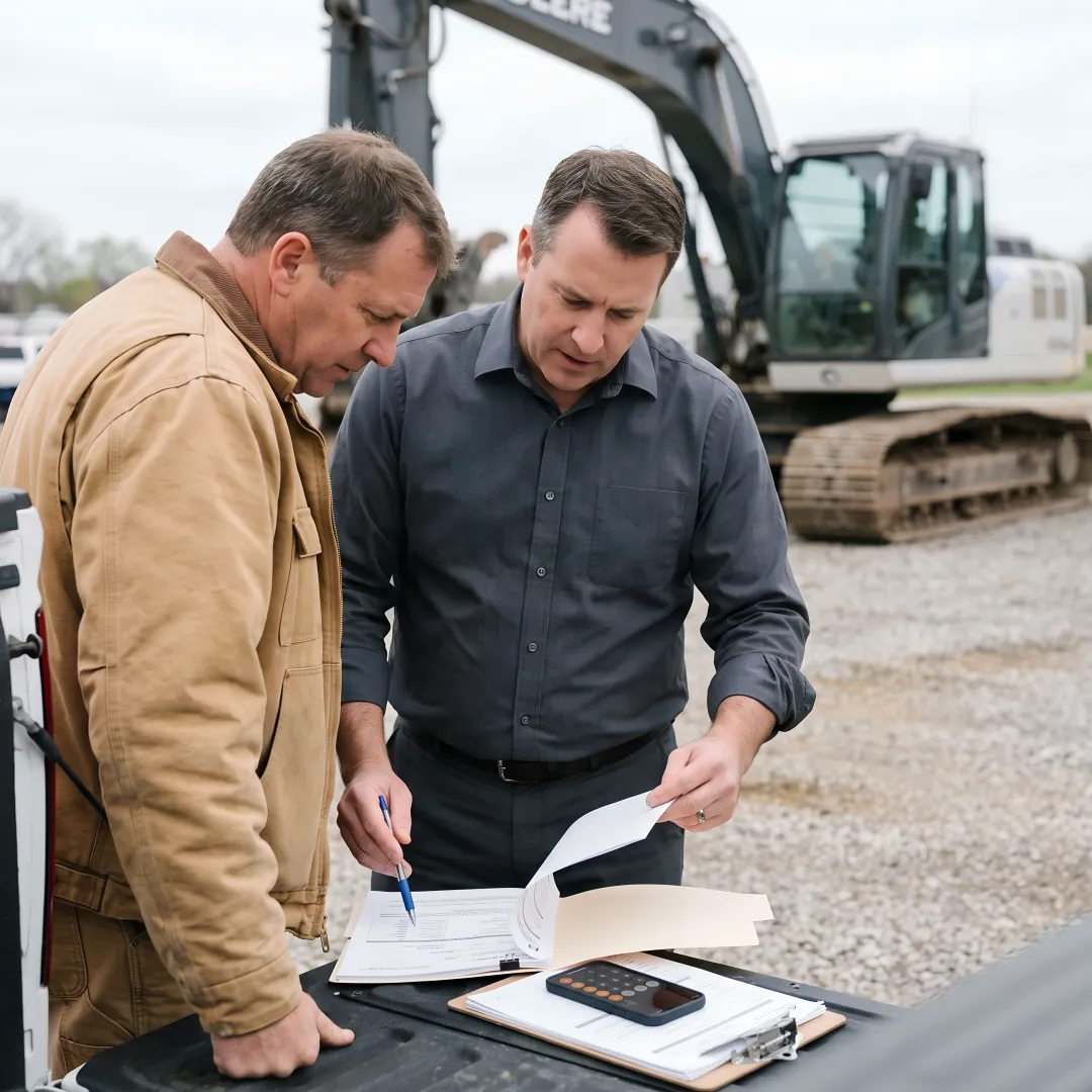 Equipment financing documents reviewed near construction machinery