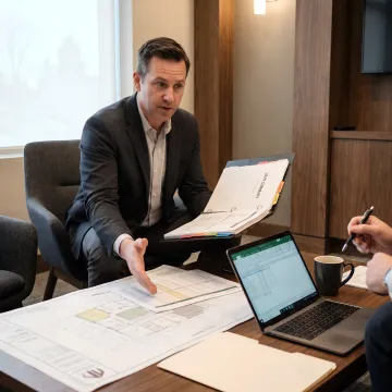 Financing specialist reviewing real estate loan documents