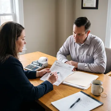 Financial specialist reviewing SBA loan documents